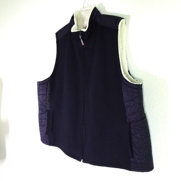 Talbots Sherpa Lined Vest Women's Plus Size 3X Blue Full Zip Warm Outdoor Preppy - Picture 4 of 8